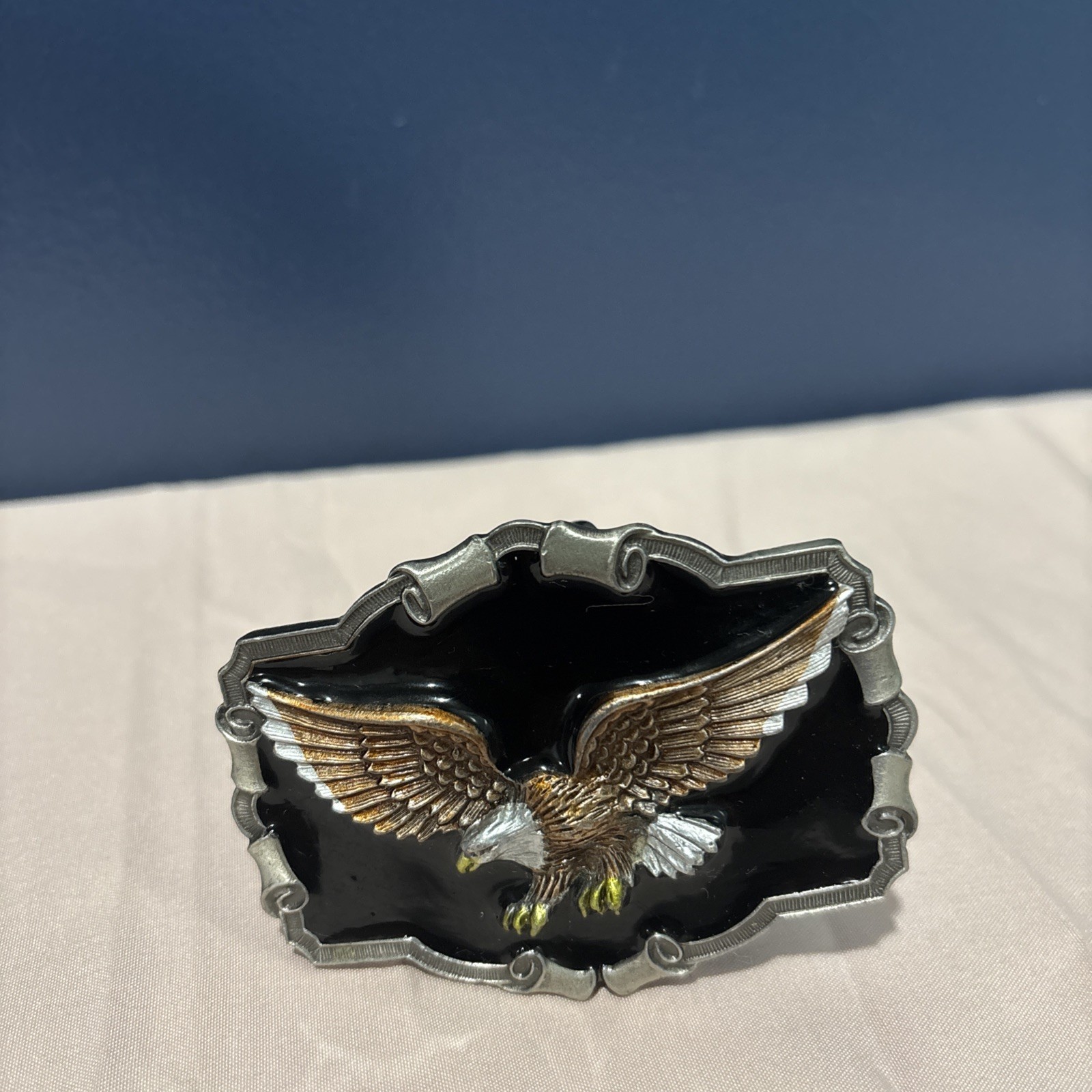 Vintage 1983 Great American Buckle Co. Pure Pewter Bald Eagle Belt Buckle