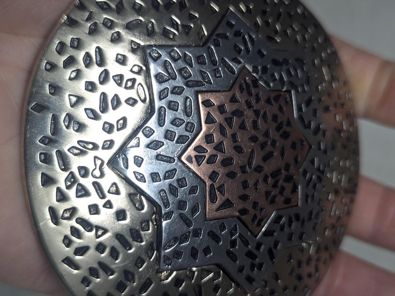 vinage LARGE belt buckle METALCRAFT cowboy WESTERN brutalist *damage*