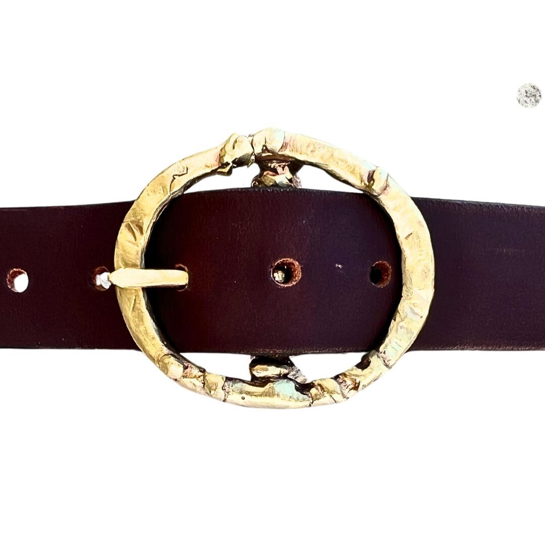 Handmade Solid Brass Belt Buckle USA | 1.5&Prime; « HORSES » Retro Artisan Buckle Men