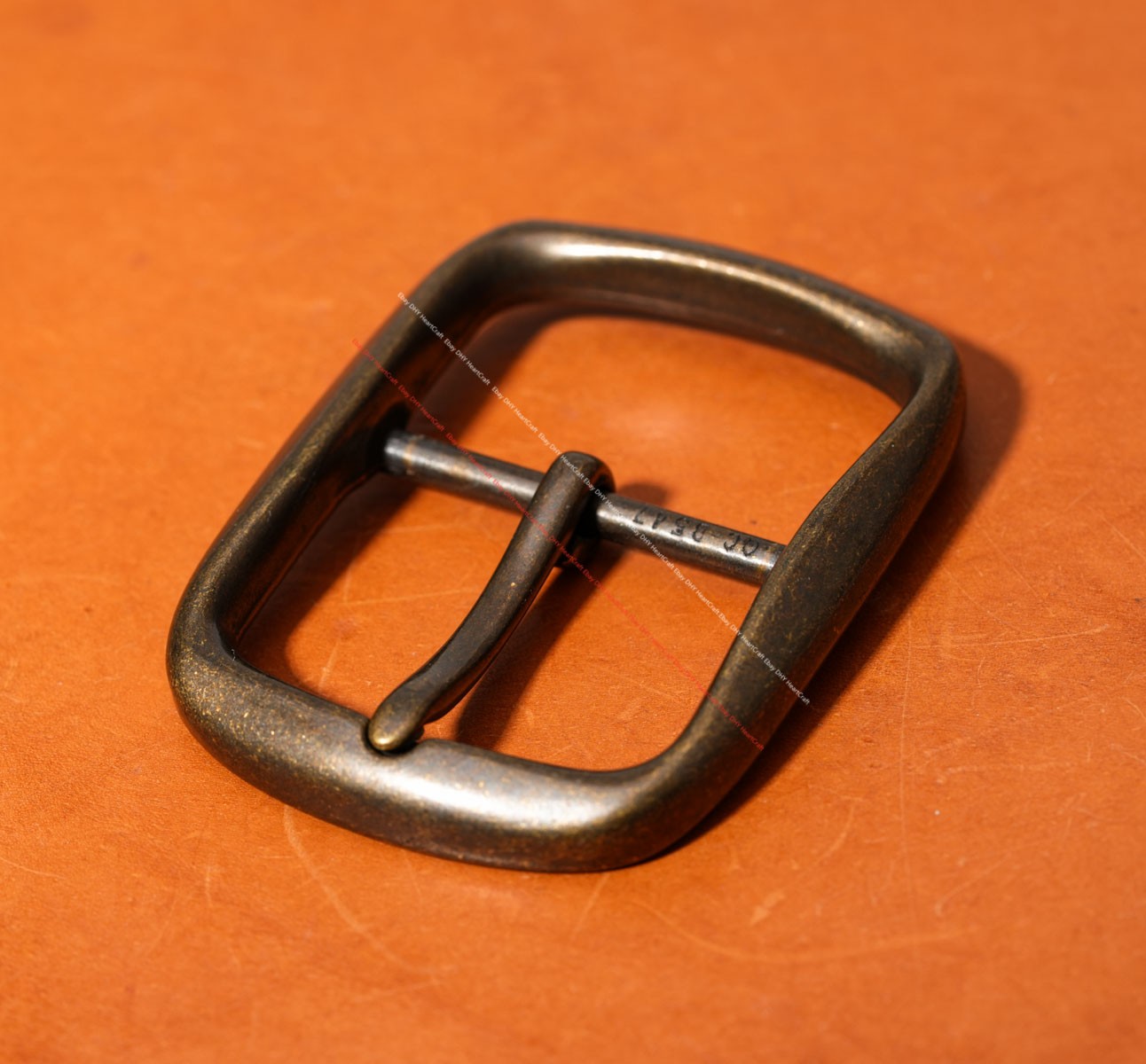40mm Men Vintage Brass Tone Plated Western Leathercraft Center Bar Belt Buckle