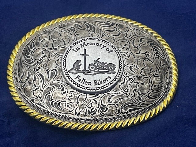 In Memory of Fallen Bikers Western Style Buckle (Pewter)