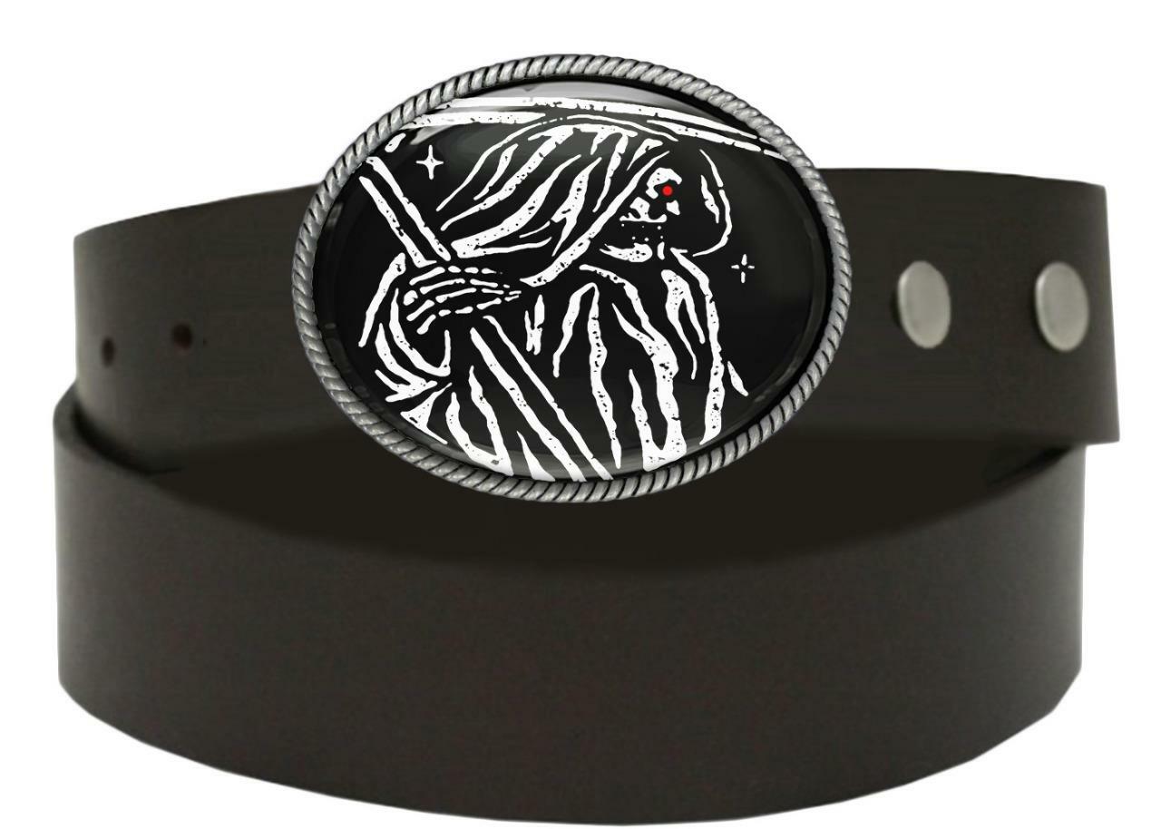 Grim Reaper Gothic Death Skeleton Handmade Oval Belt Buckle – 427