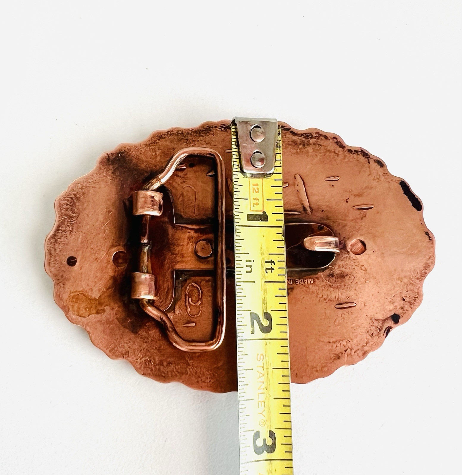 Vintage Copper BELT BUCKLE Racing Dirt Bike Motorcycle Chain Edge