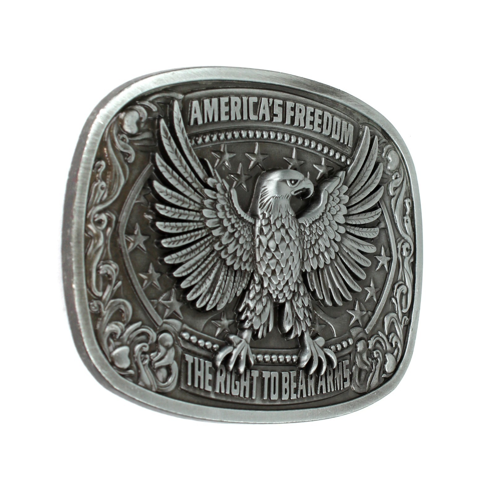 America&rsquo;s Freedom 2nd Amendment Eagle Belt Buckle Antique Silver Fits 1.5&Prime; Belts