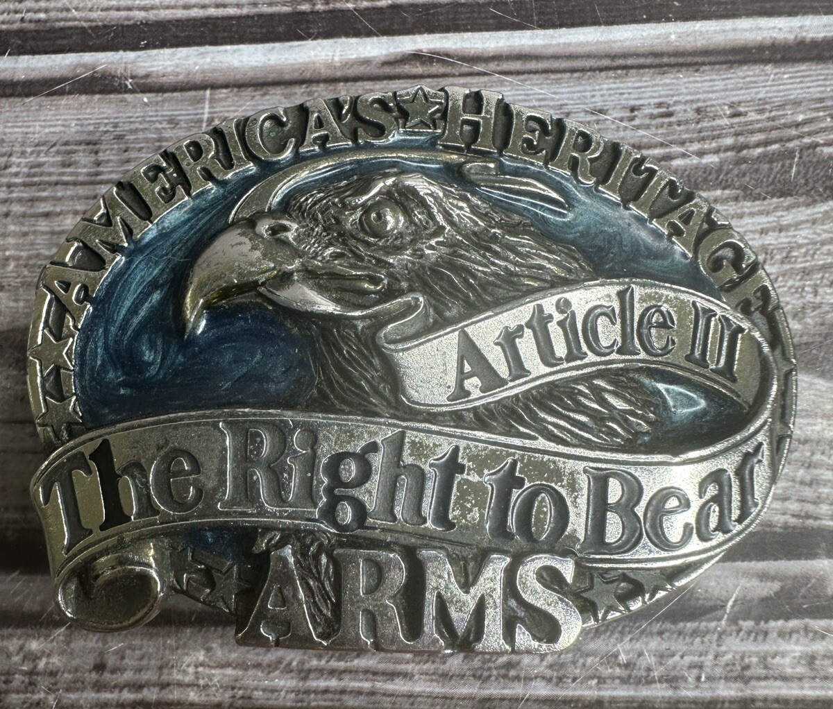 America&rsquo;s Heritage Right To Bear Arms Article II Belt Buckle 1984 H1605 USA