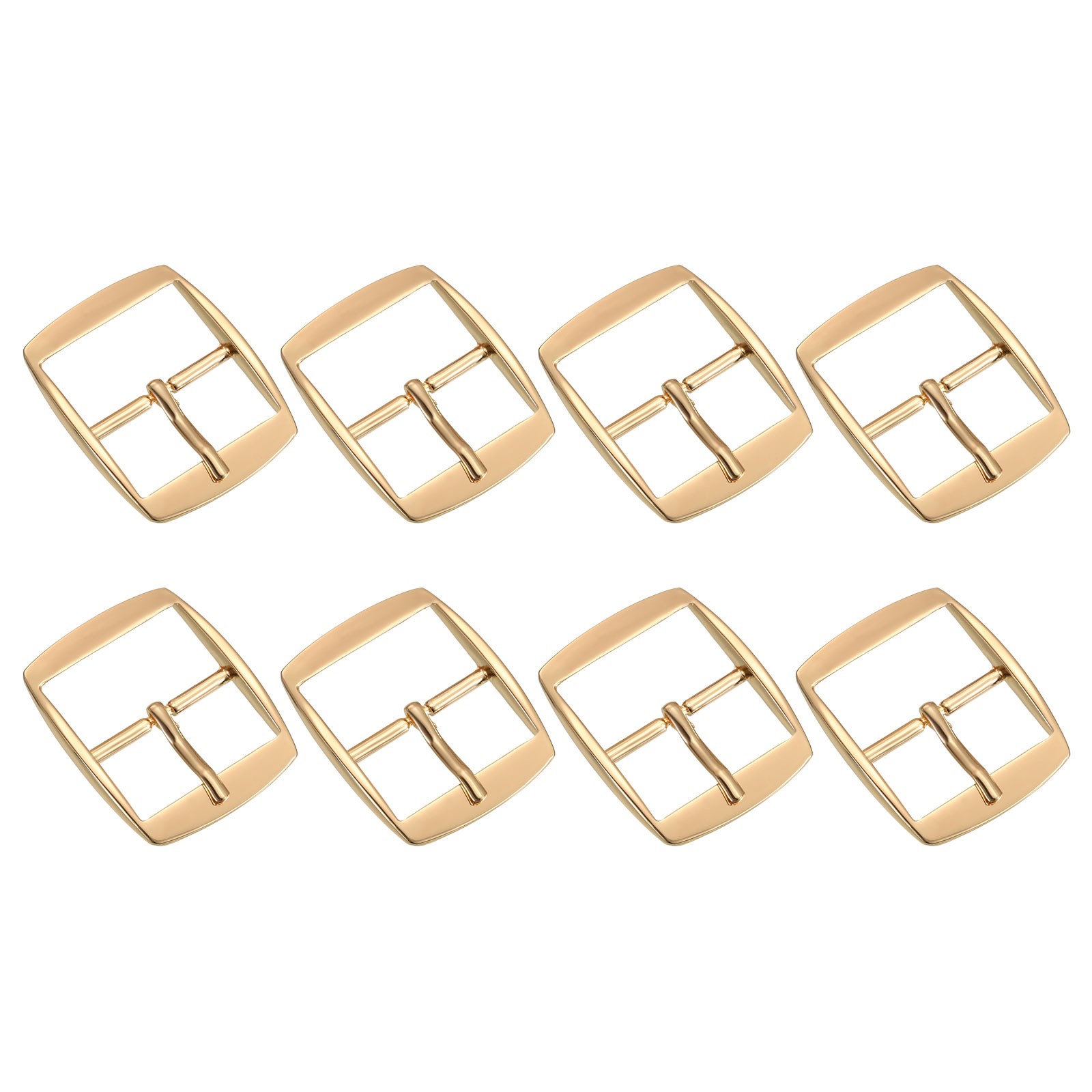 8Pcs 1.26&Prime; Single Prong Belt Buckle Square Center Bar Buckles Light Gold