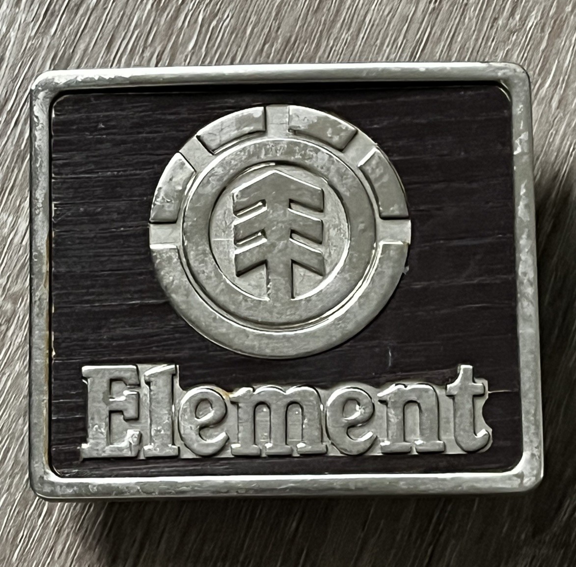 Element Metal Belt Buckle Skateboarding Brown & Silver 3&Prime;x 2.5&Prime;