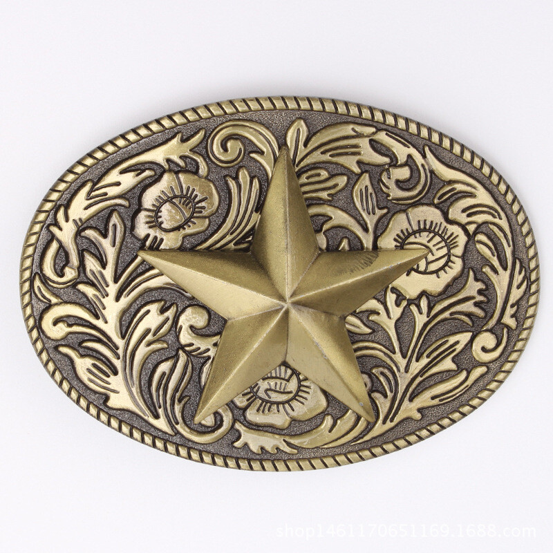 Five Pointed Star Belt Buckle Western Cowboy Motorcycle Riding Belt Buckle