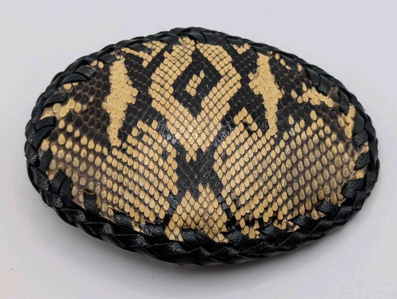Vintage The Skin Shop Python Skin Belt Buckle Ostrich Leather Handmade