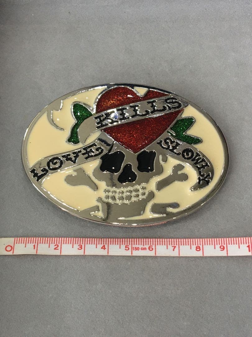Ed Hardy Skull Belt Buckle « LOVE KILLS Slowly » White Men&rsquo;s Fashion New Japan