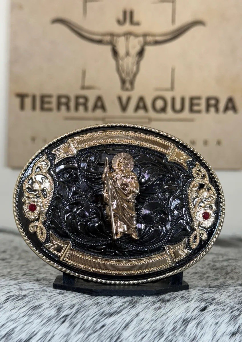 Mexican San Judas Charro Cowboy Belt Buckle Hebilla Vaquera Made In Mexico