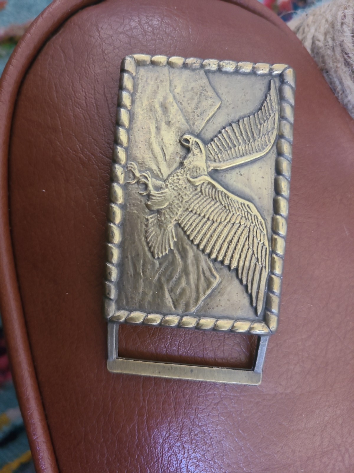 Vintage Gold Eagle Belt Buckle 3×2 Unmarked