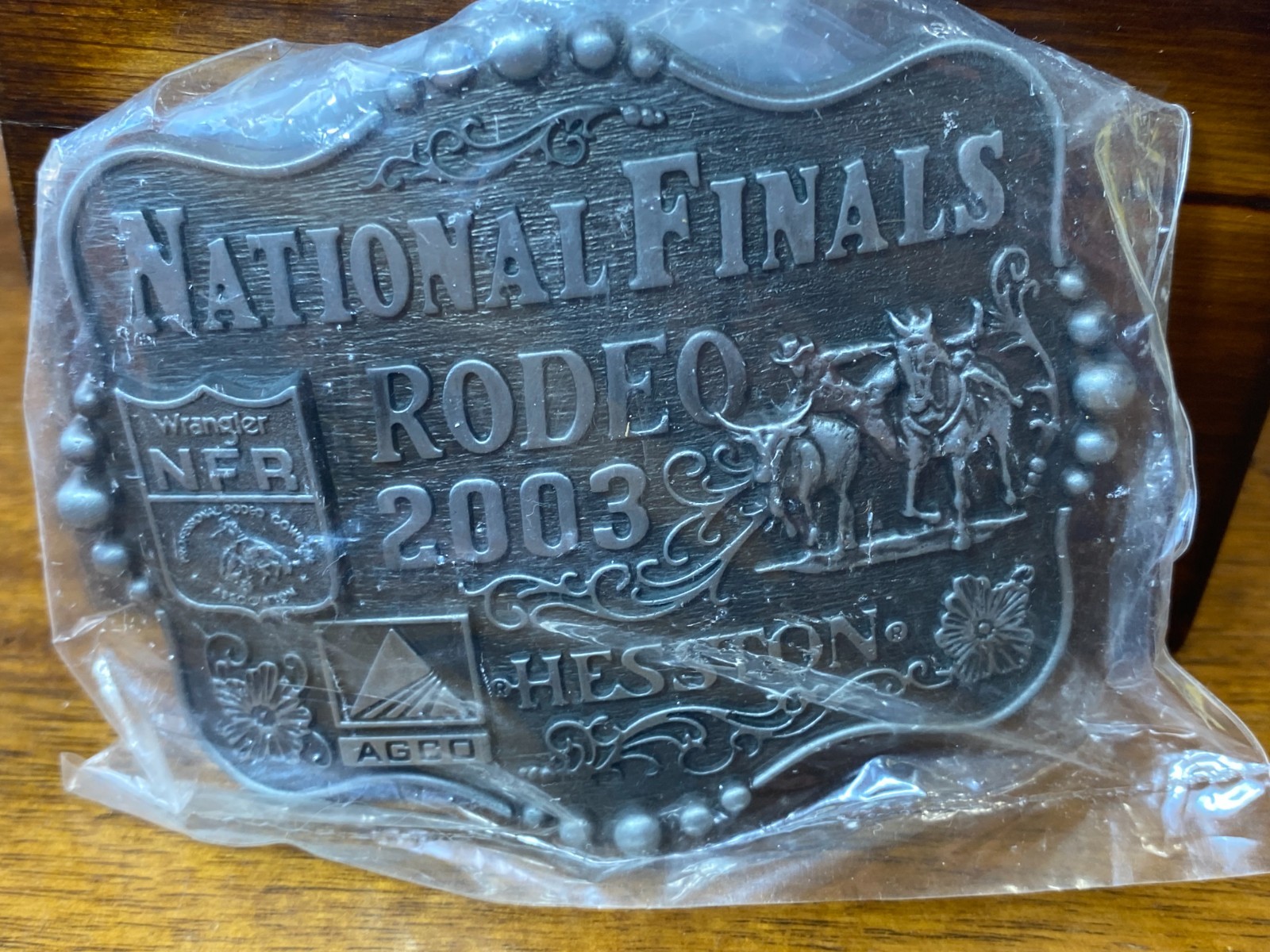 Hesston Wrangler 2003 Silver Tone NFR National Finals Rodeo Belt Buckle VTG