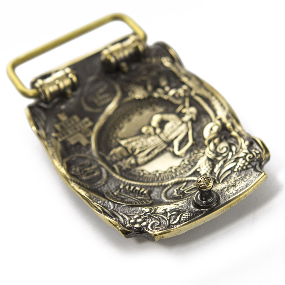 Brass belt buckle Glory to Ukraine! OUN, National Ukrainian OUN trident buckle