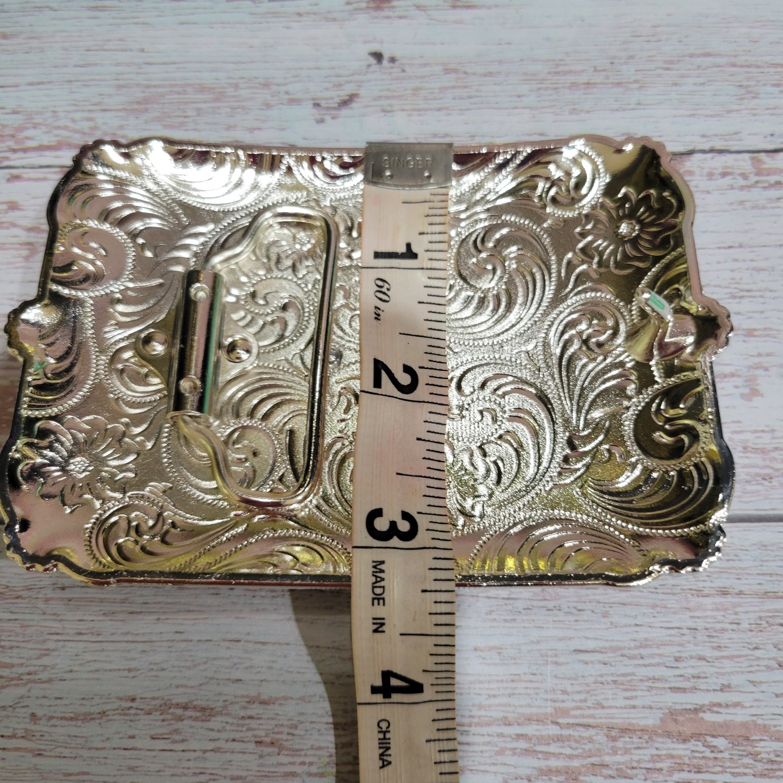 Longhorn belt buckle Western Rodeo Silver & Rose Texas-style