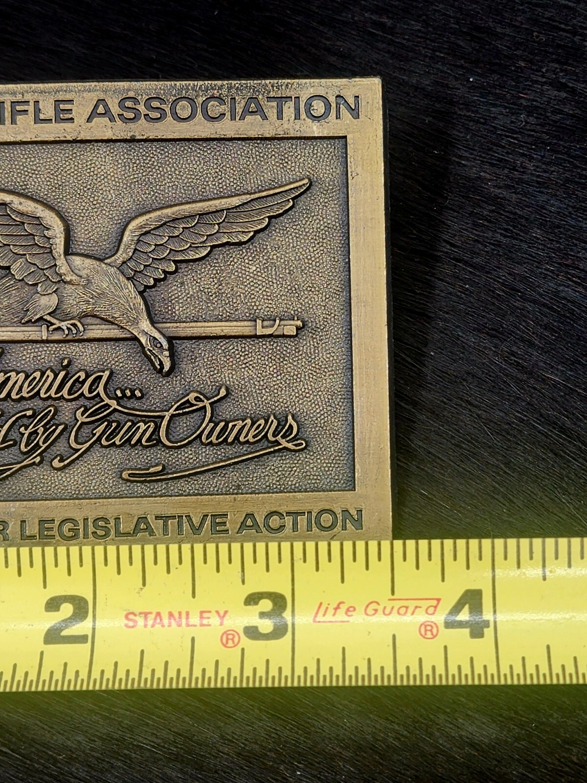 VINTAGE National Rifle Association NRA Belt Buckle America Founded By Gun Owners