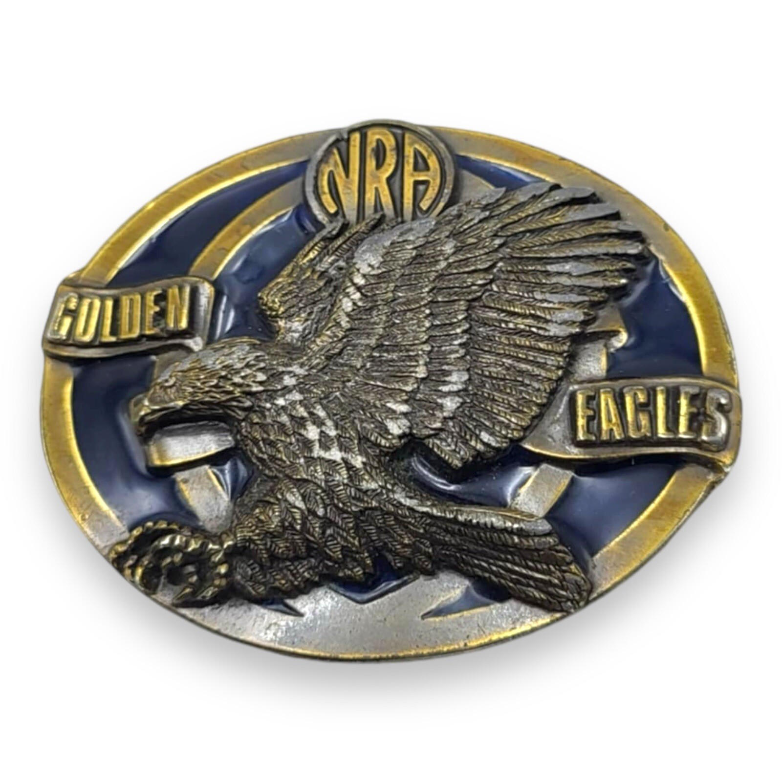 Vintage Collectible NRA Golden Eagles USA Heavy Enameled Belt Buckle