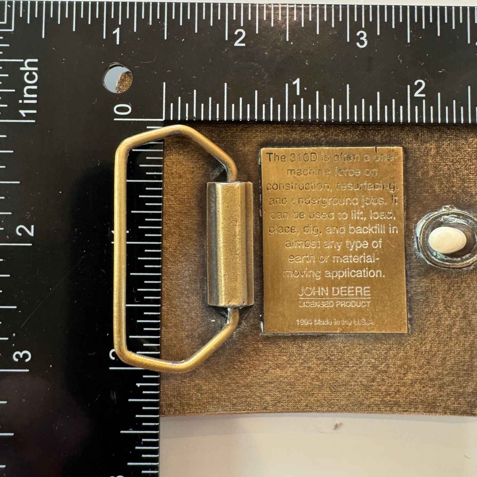 John Deere 310D Backhoe Belt Buckle Vintage Brass Heavy Equipment 1994Tractor