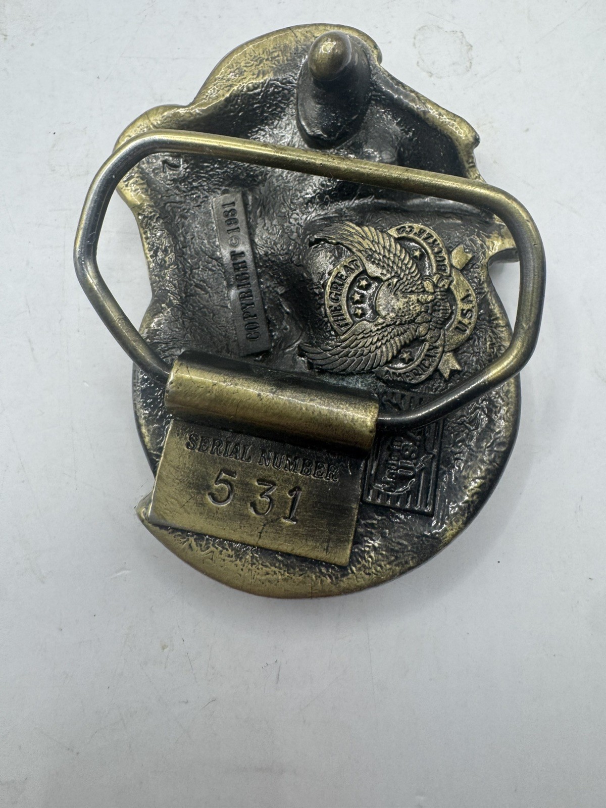 Bass Fishing Belt Buckle Great American Buckles USA Serial #531 1981