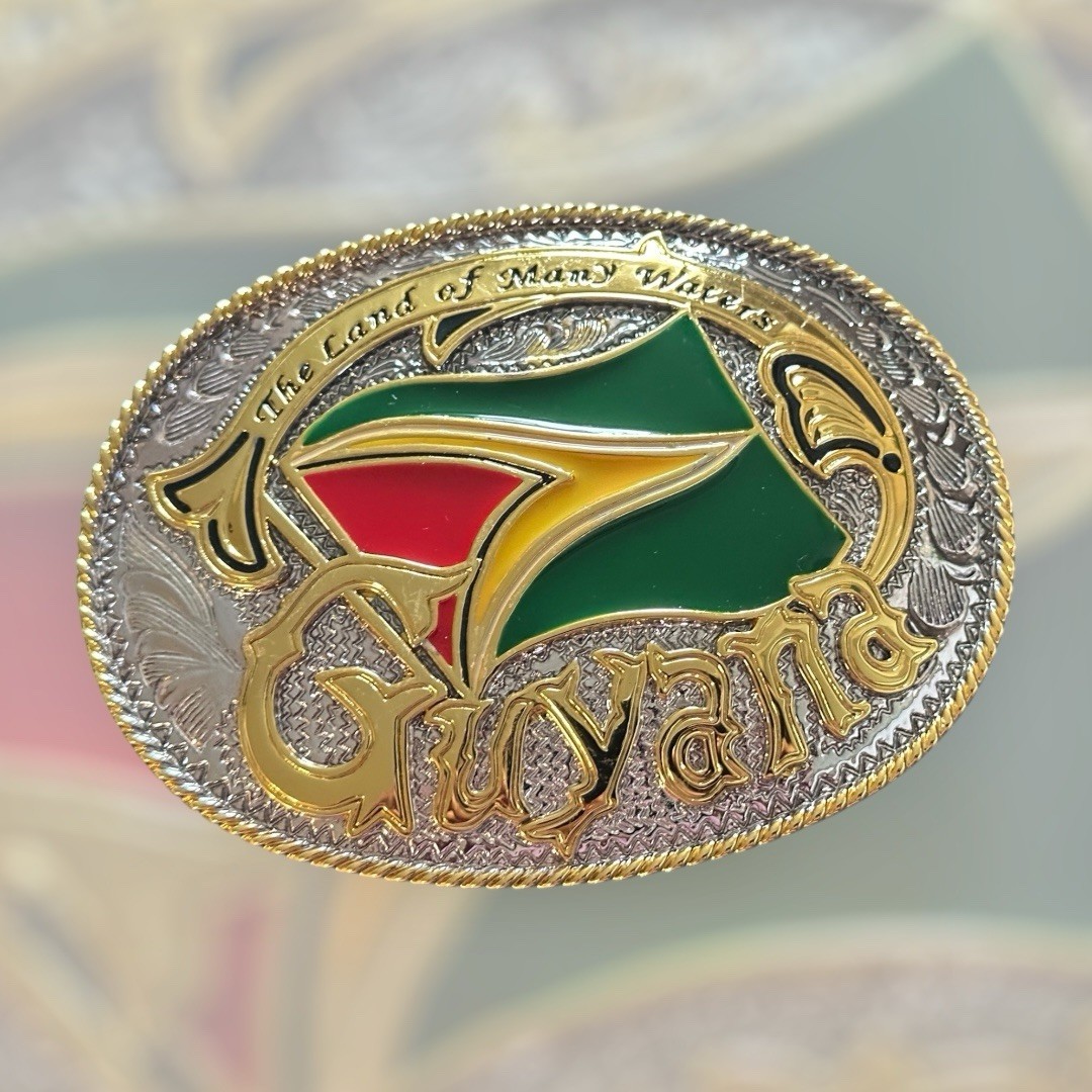 Guyana Belt Buckle Head, National Flag of Guyana “ The Land Of Many Waters”