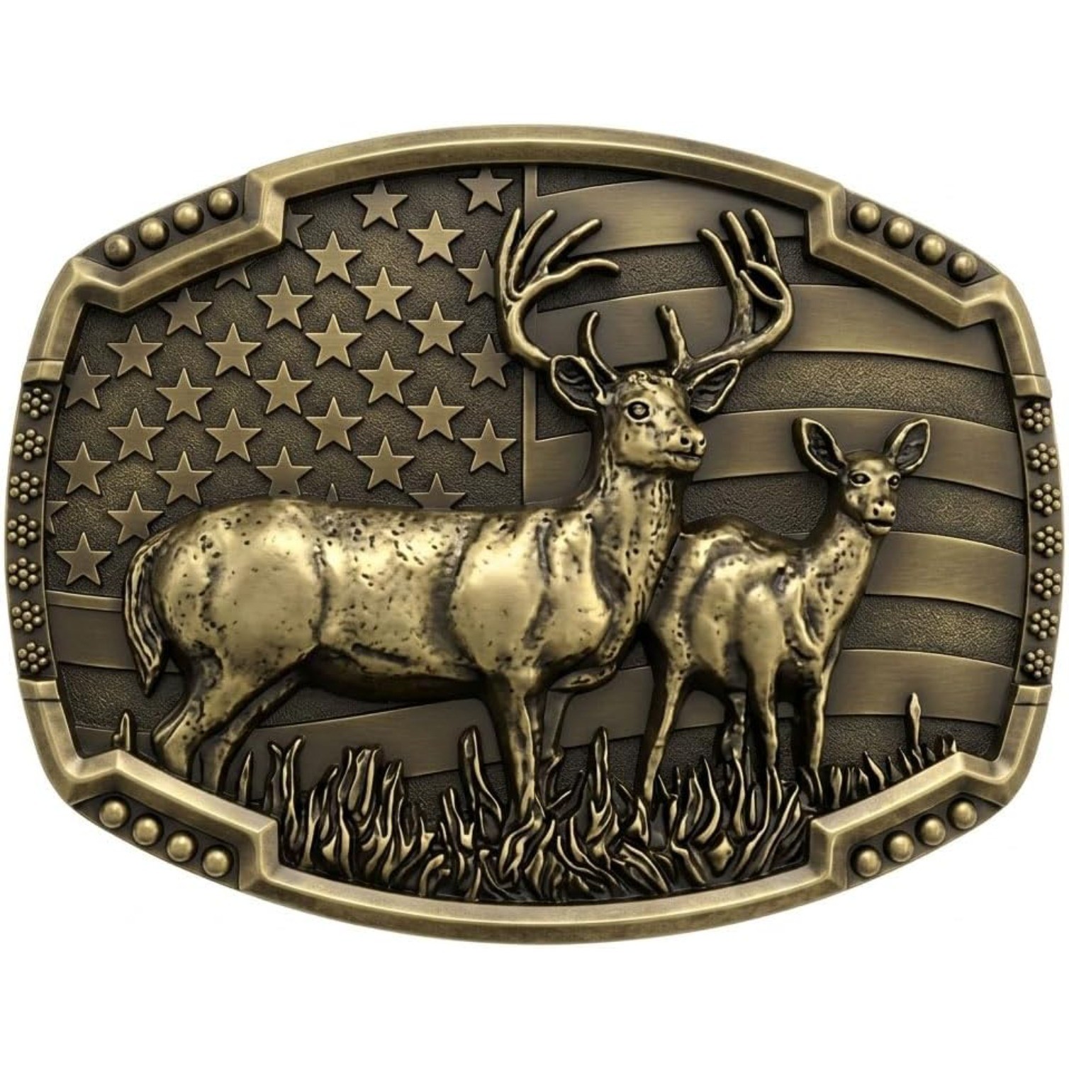 Western Belt Buckles for Men Cowboy Belt Buckle American Patriotic Belt, Deer