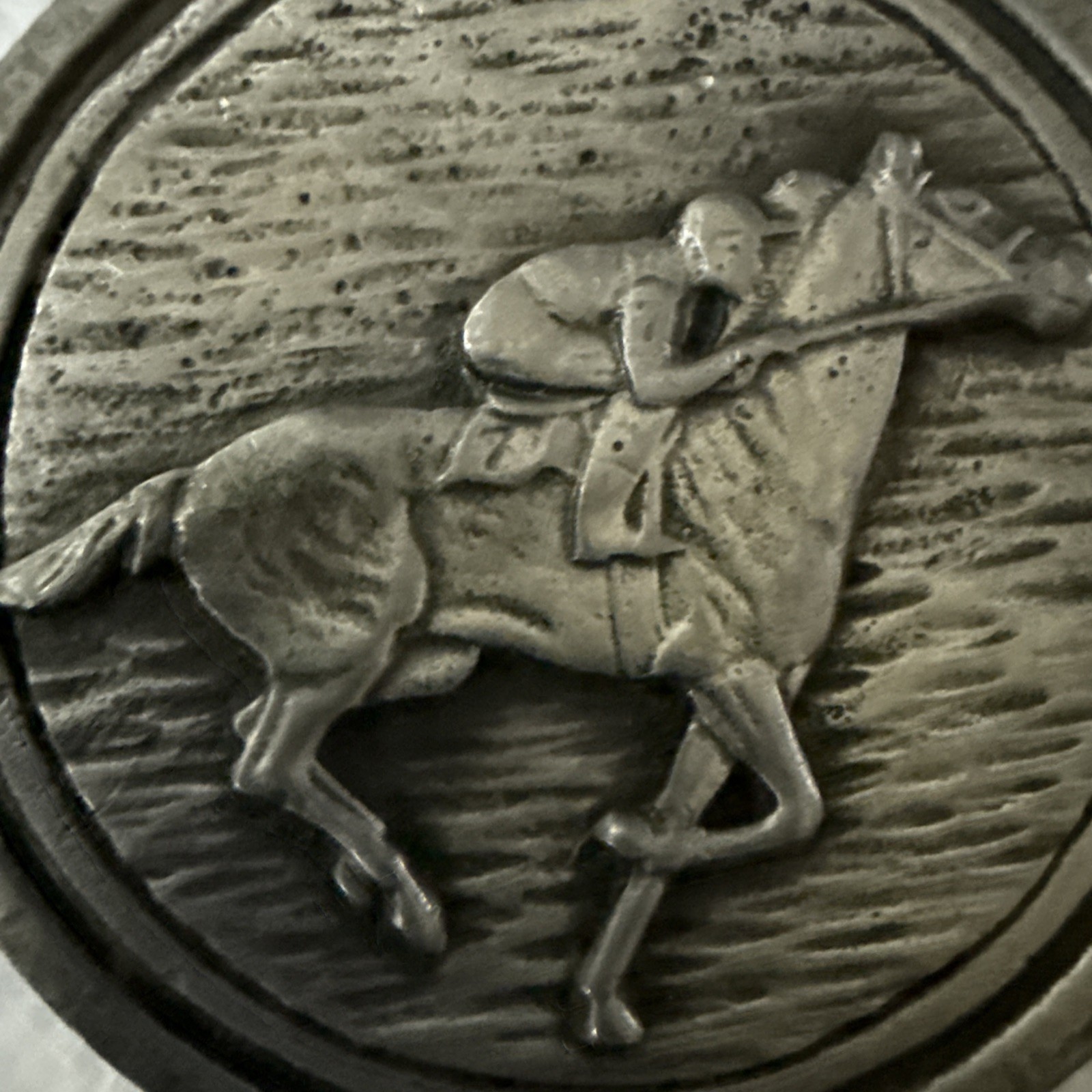 Vintage Round Horse and Rider Belt Buckle 2.5in HTF