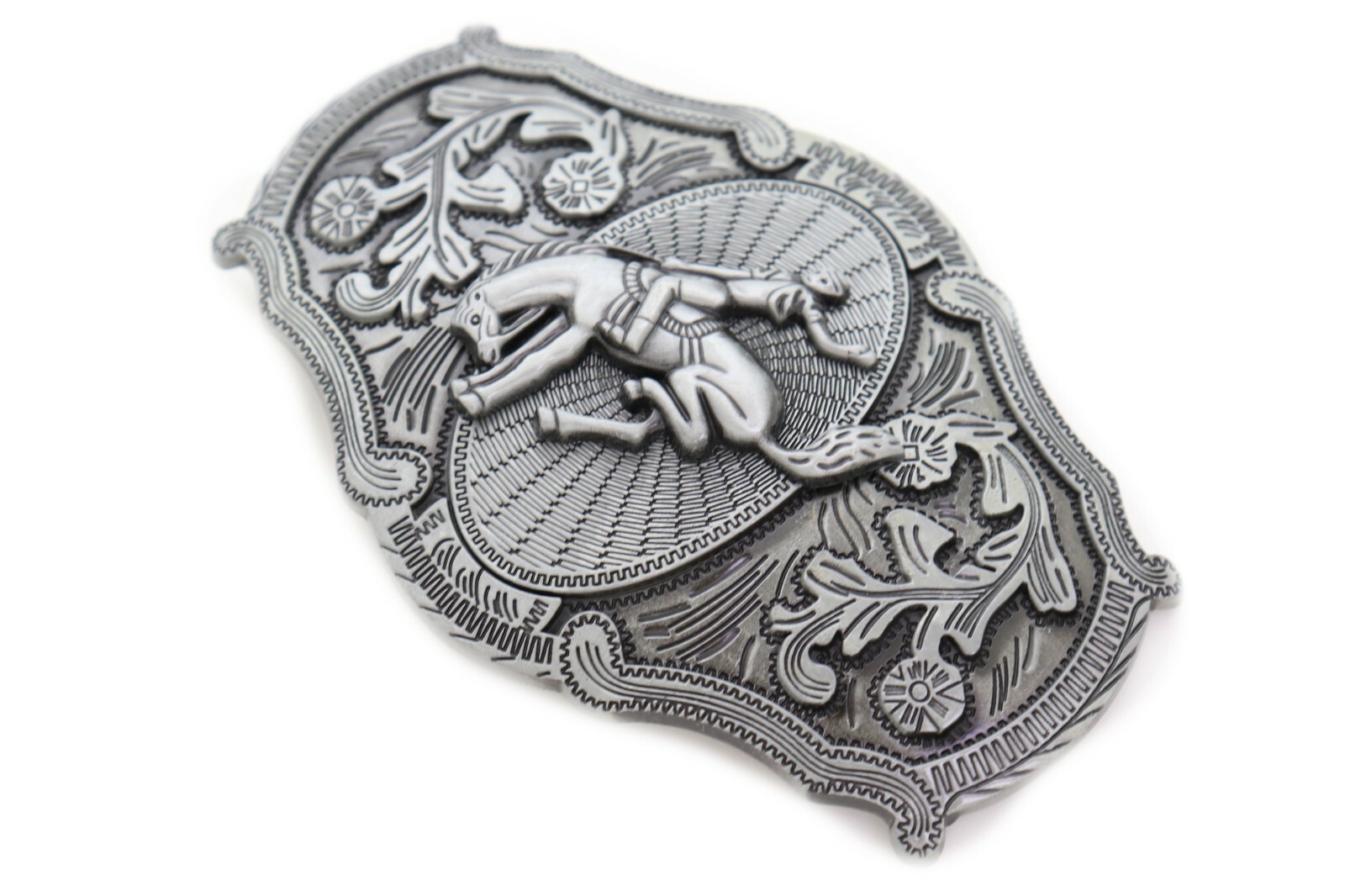 Men Biker Dark Silver Metal Western Fashion Belt Buckle Rodeo Horse Cowboy Jeans