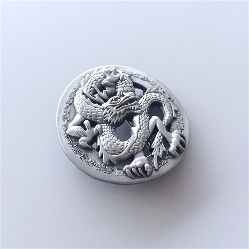 Men Belt Buckle Red Rhinestone Eye Classic Dragon Belt Buckle