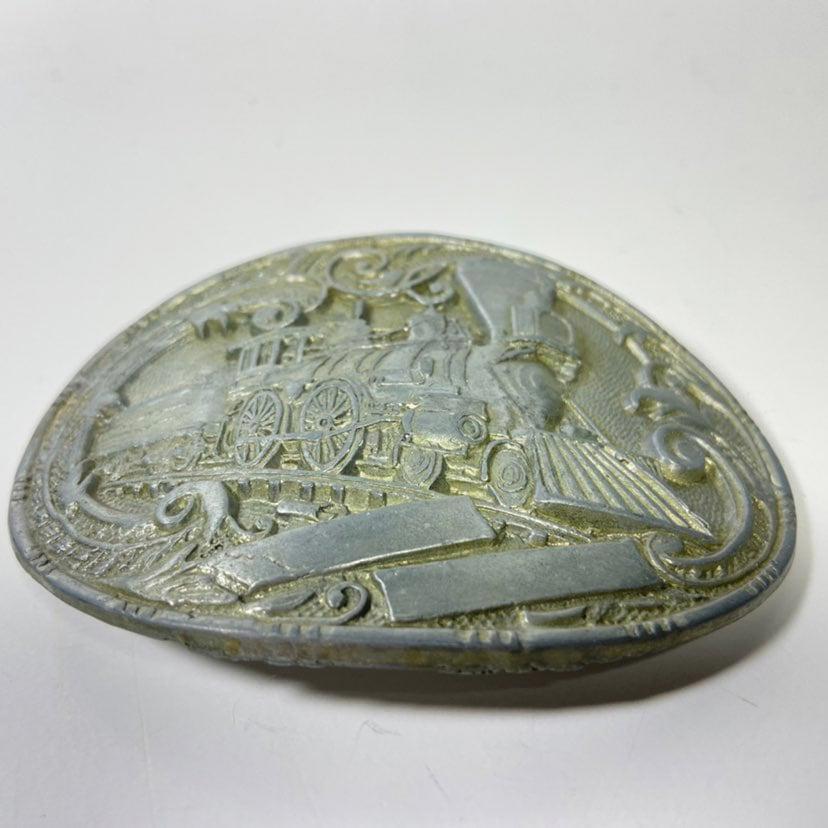 3.5&Prime; x 2.75&Prime; Vintage Train Locomotive Railroad Belt Buckle