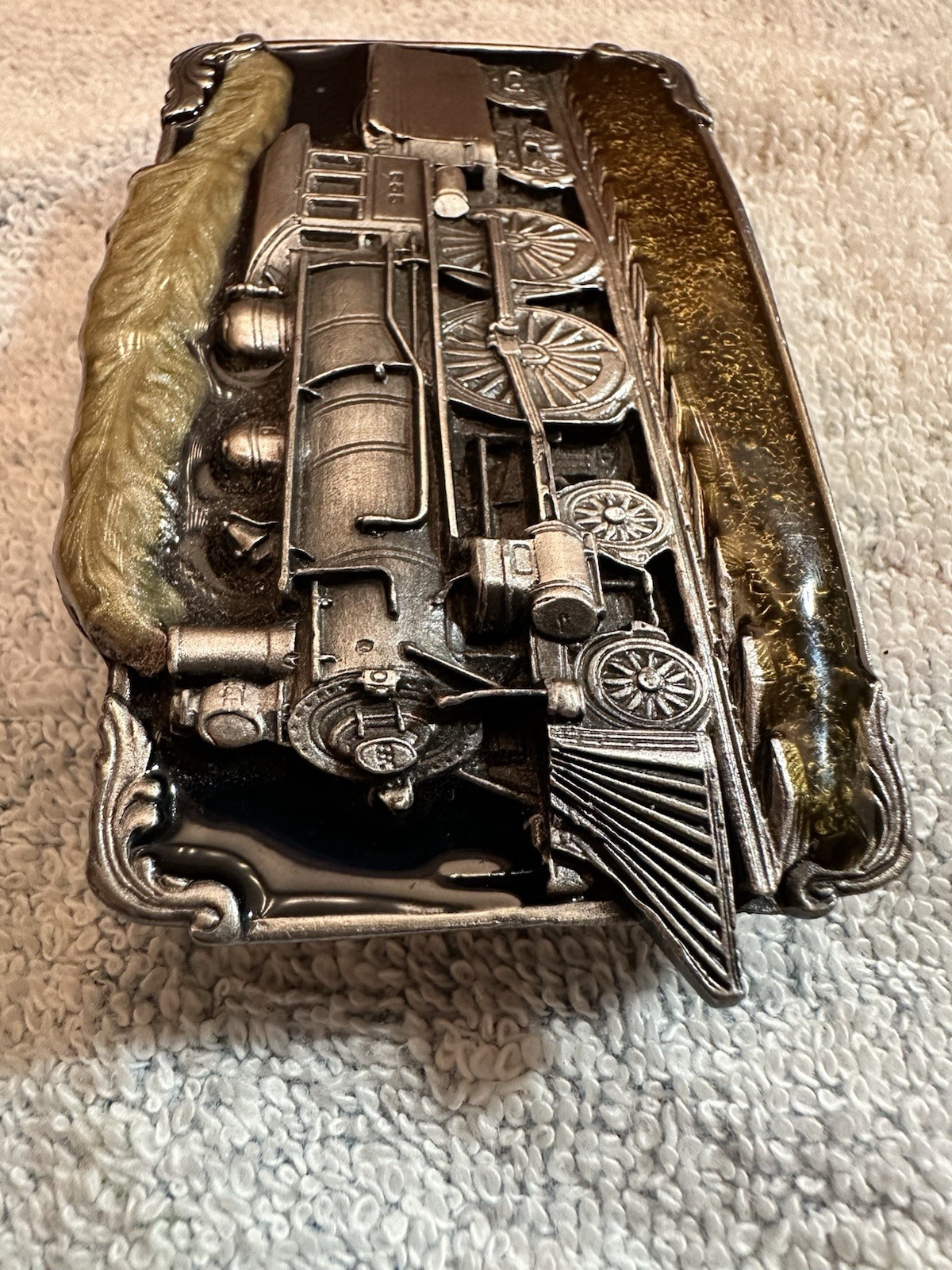 Vintage Locomotive Train Belt Buckle by Siskiyou-Bergamont 3.25”x2.0”