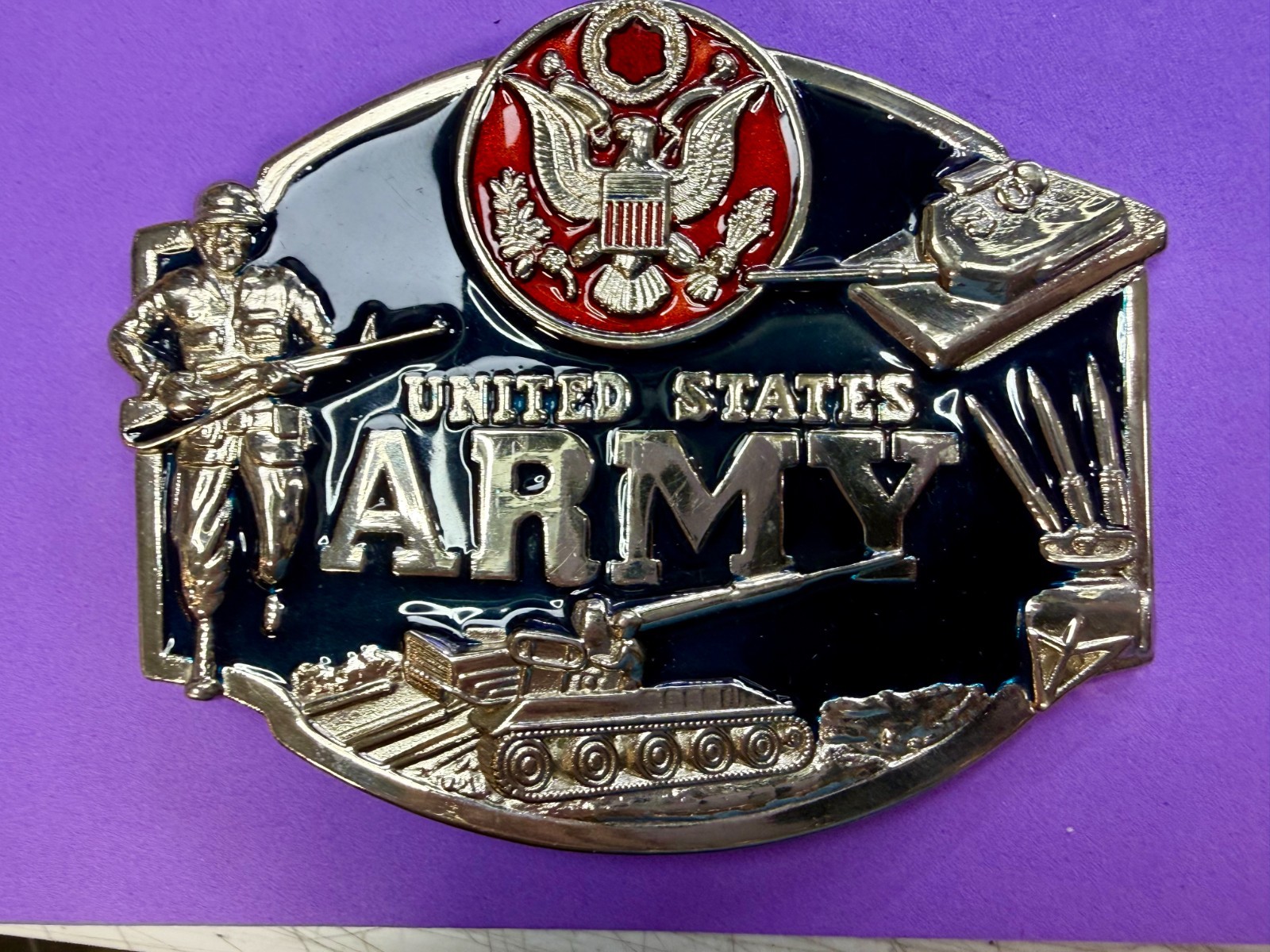 United States Army Military Soldier Veteran Commemorative Belt Buckle