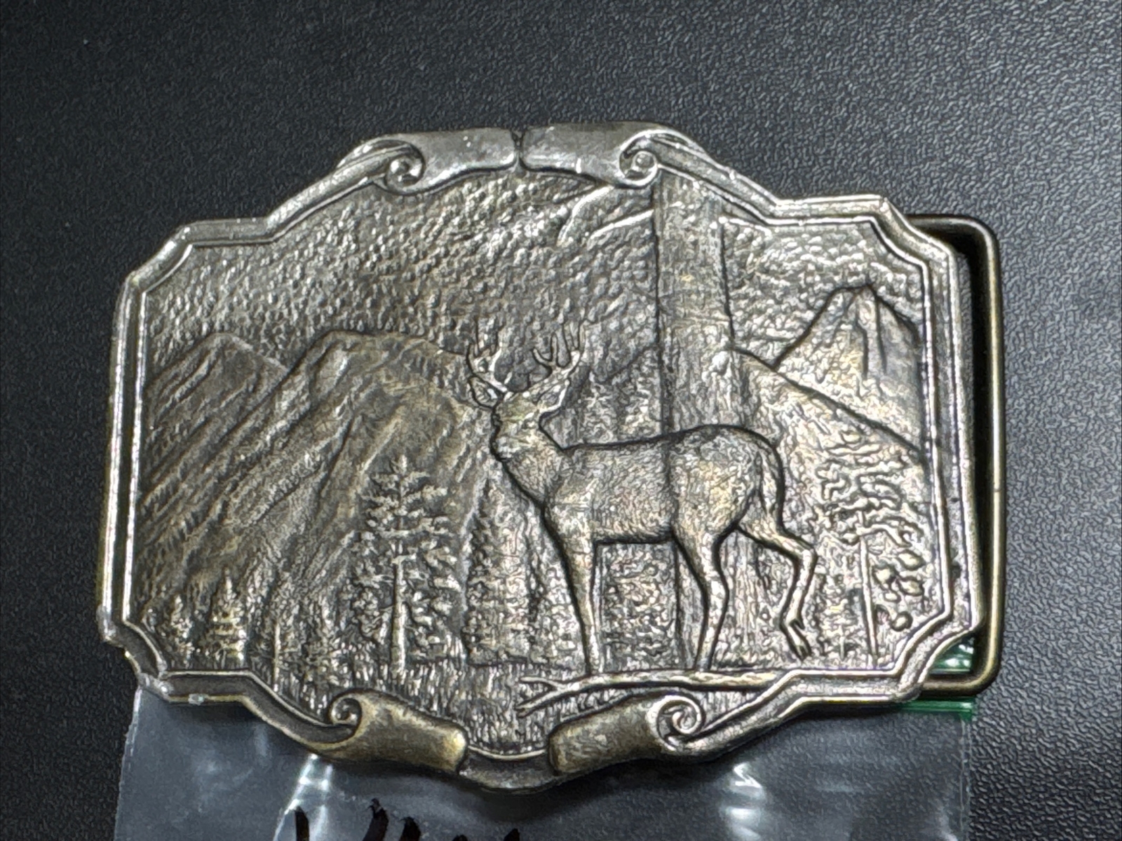 Vintage 1974 Belt Buckle Wyoming Studio Art Works DEER Brass T-2104