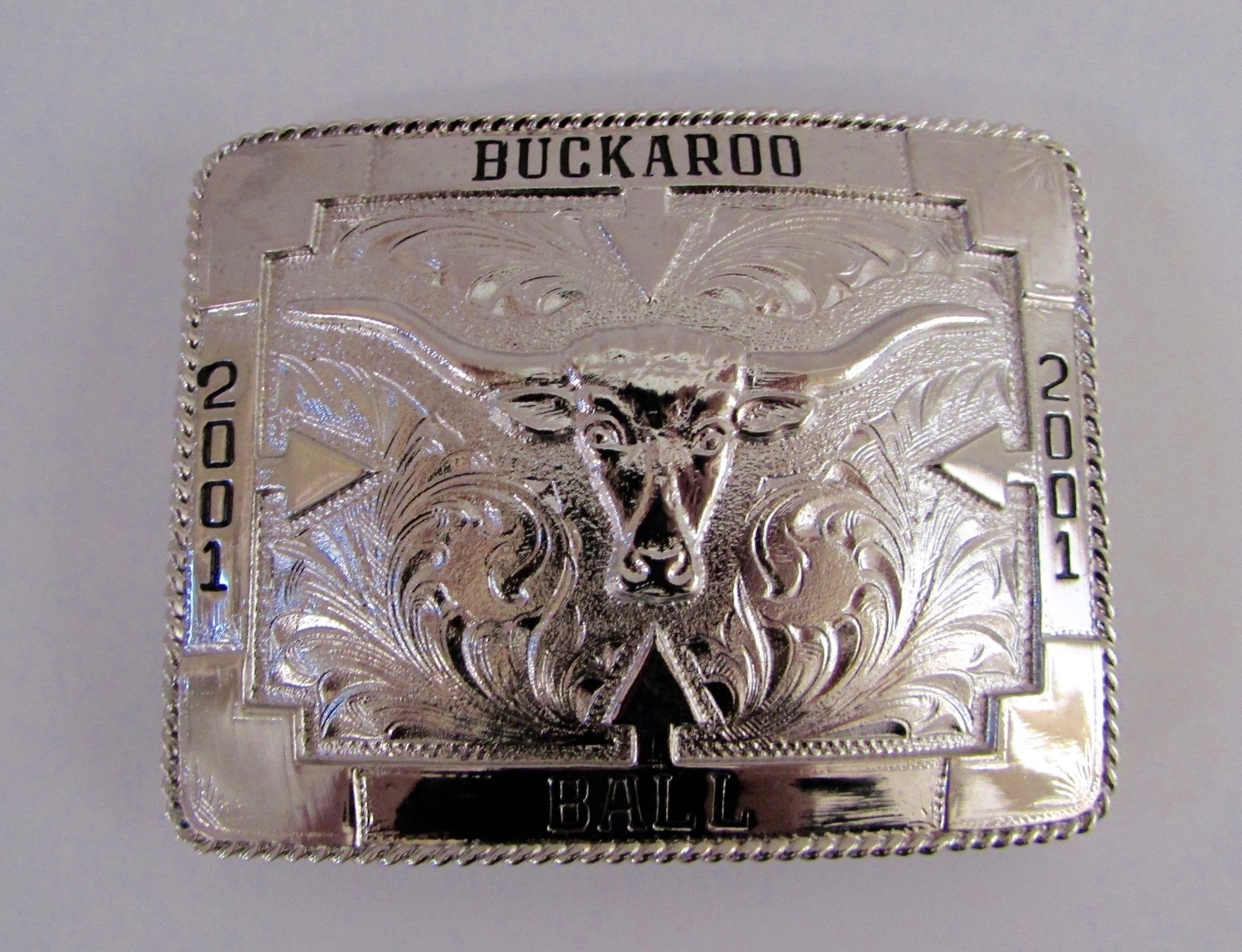 Clint Orms « Longhorn Steer » Buckaroo Ball Santa Fe 2001 Belt Buckle