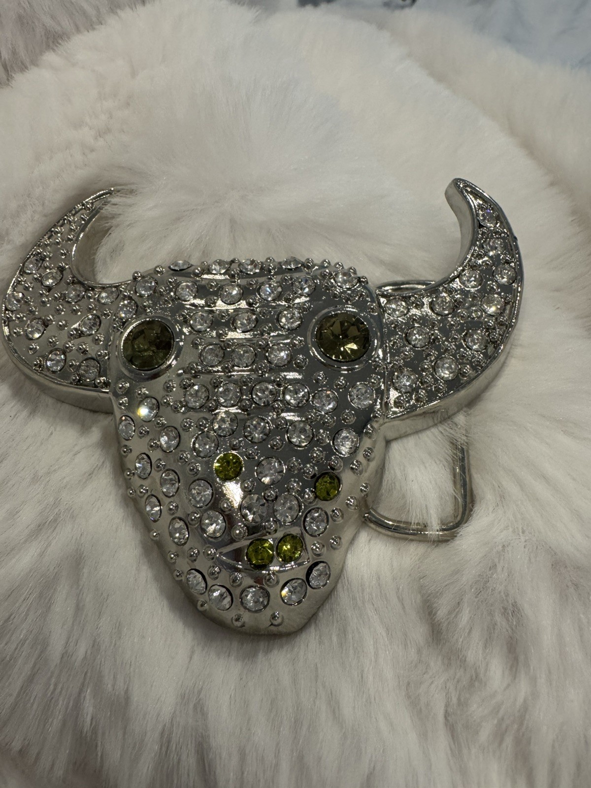New Belt Buckle Western style Cowboy Green Eye Studded Bull Rodeo