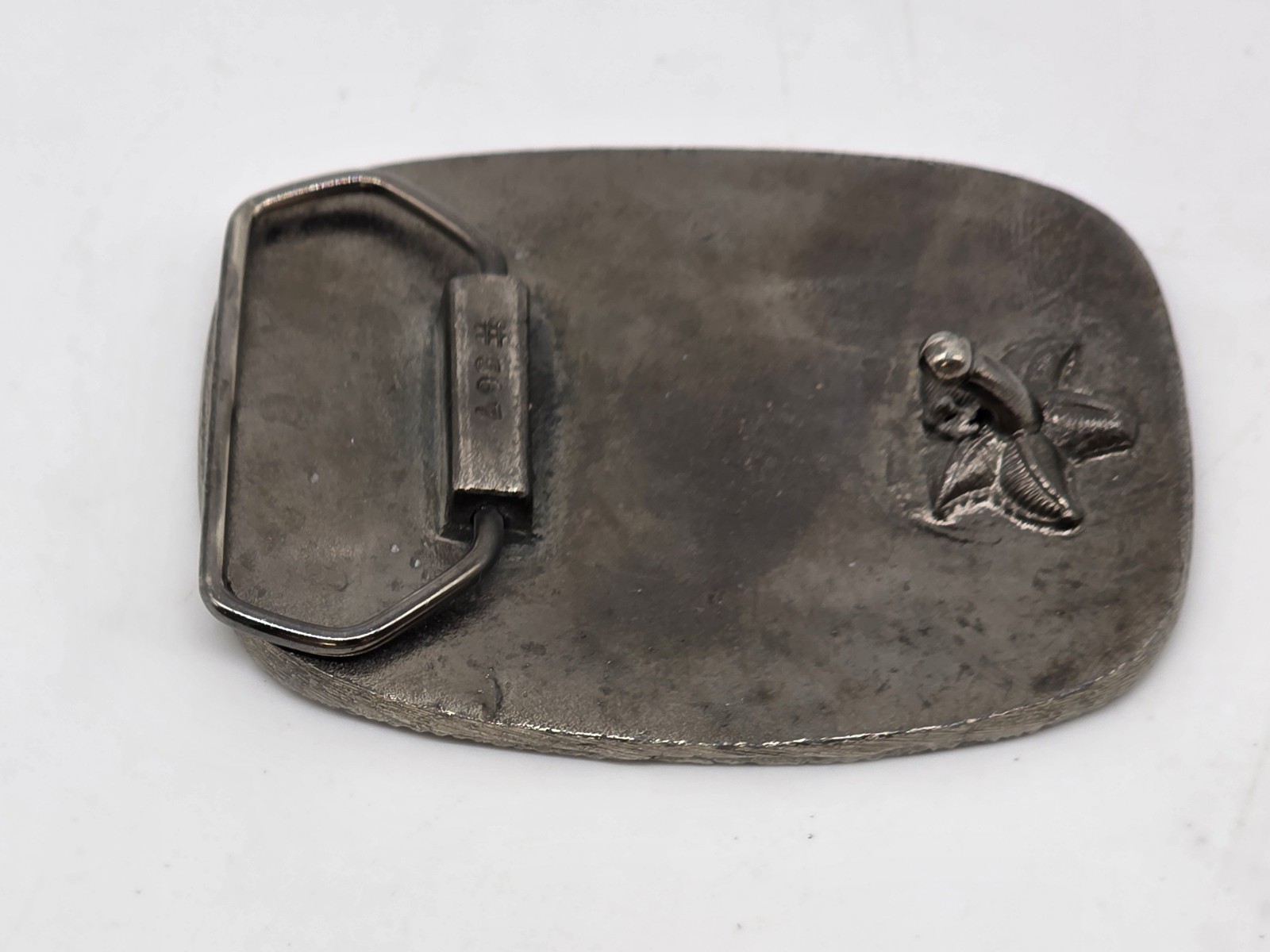vintage ENAMELED BRASS BELT BUCKLE • COVERED WAGON w/ HORSES • #567