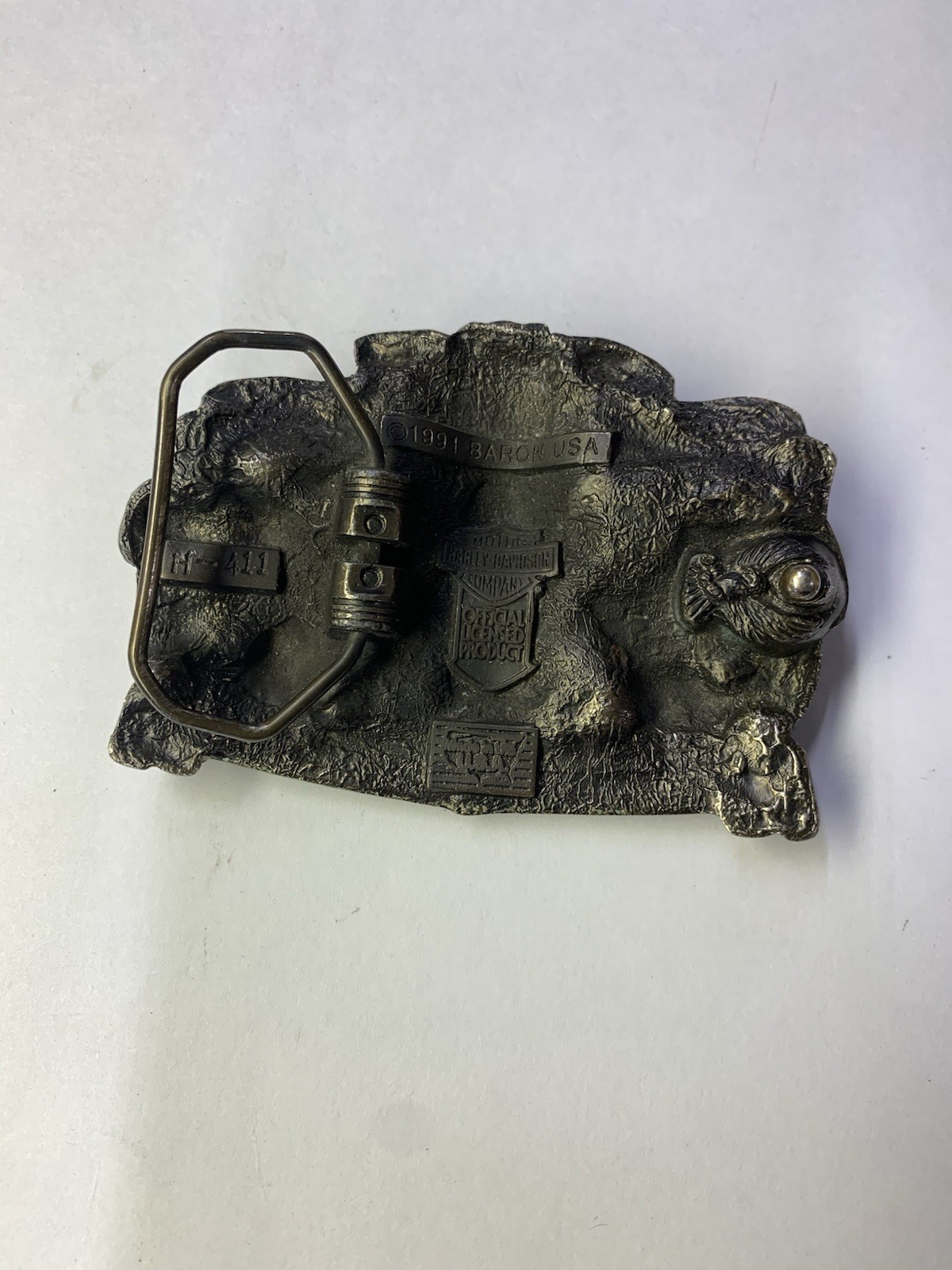 Vintage HARLEY DAVIDSON belt buckle H-411 1991 Baron USA Hog Toys Rare