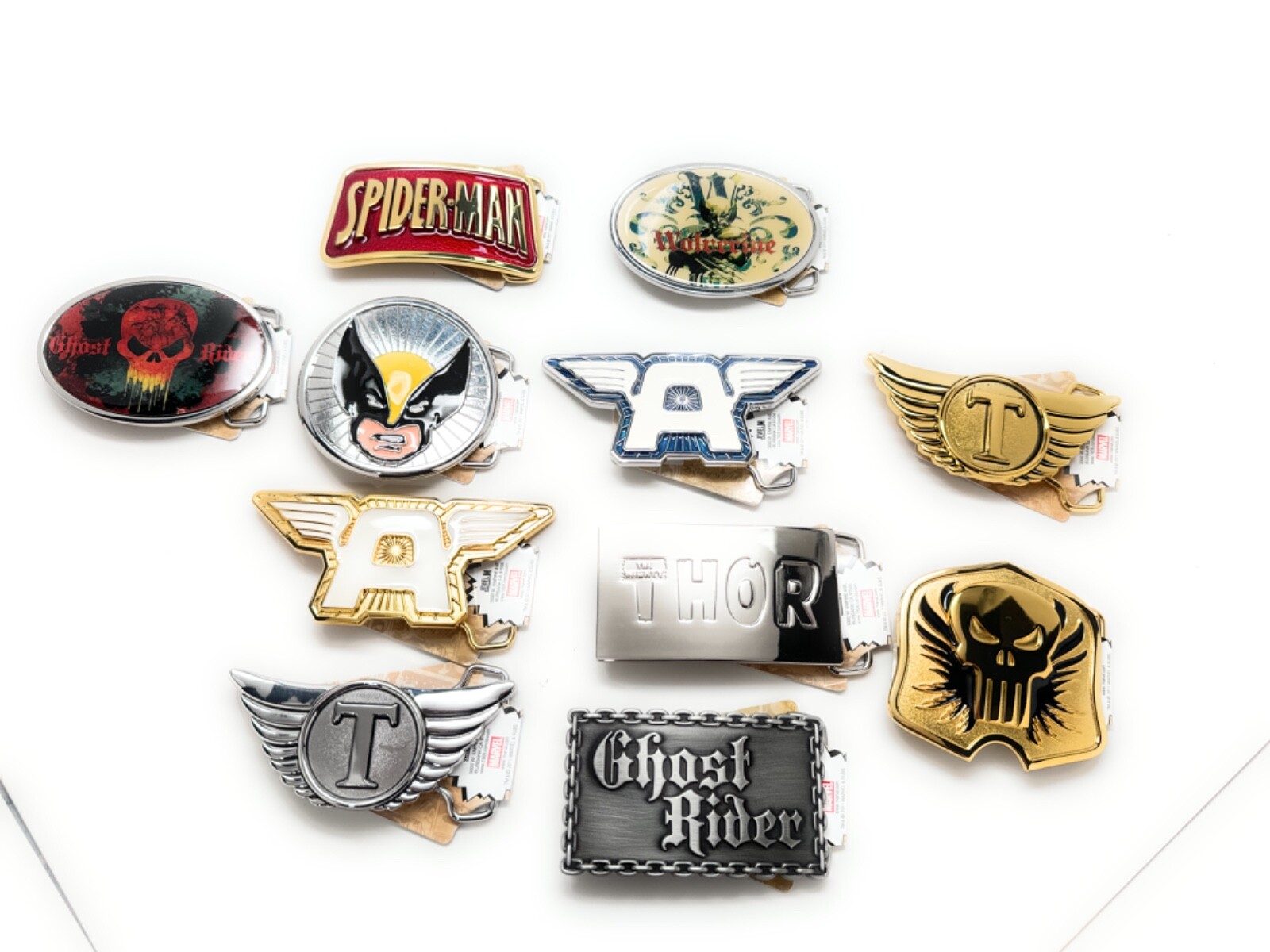 Marvel Comics Belt Buckles Collection 11 Belt buckles in Total Brand New Free SP