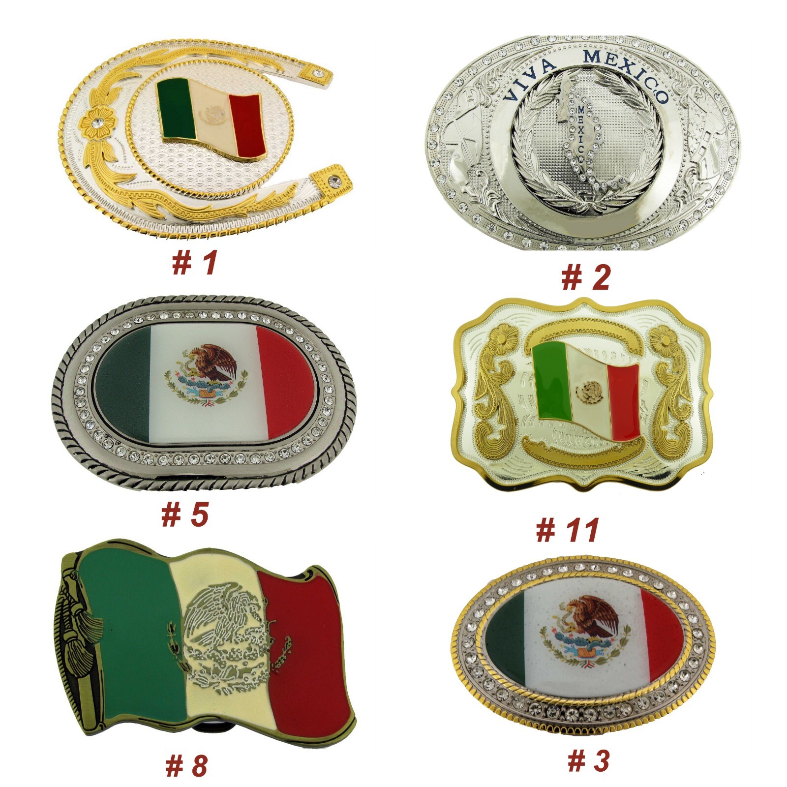 Mexico Flag Mexican Country Belt Buckle Western Cowboy Cowgirl Rodeo Mens Womens