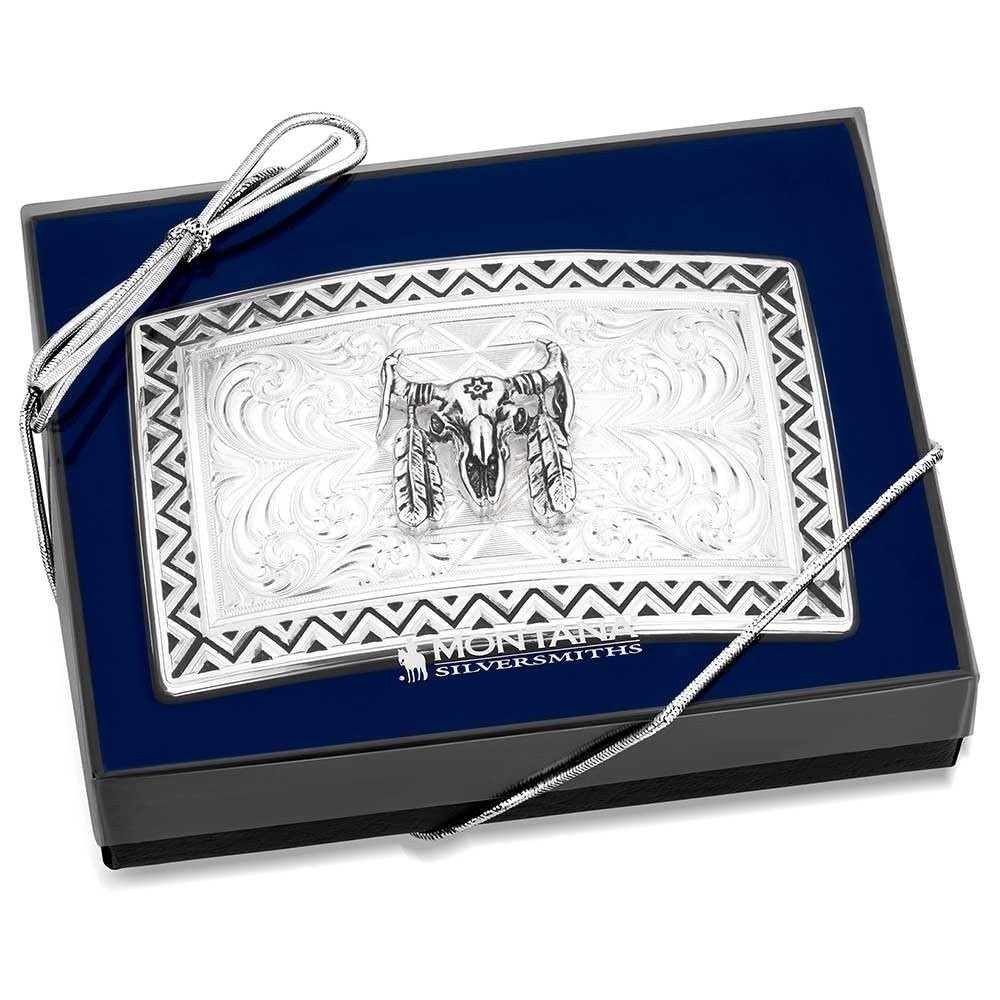 Montana Silversmiths Four Winds Buckle with Buffalo Skull