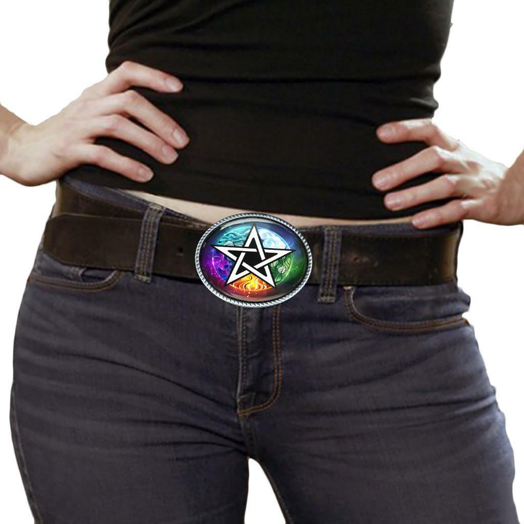 Magic Pentagram Wiccan Elements Pentacle Handmade Artisan Belt Buckle