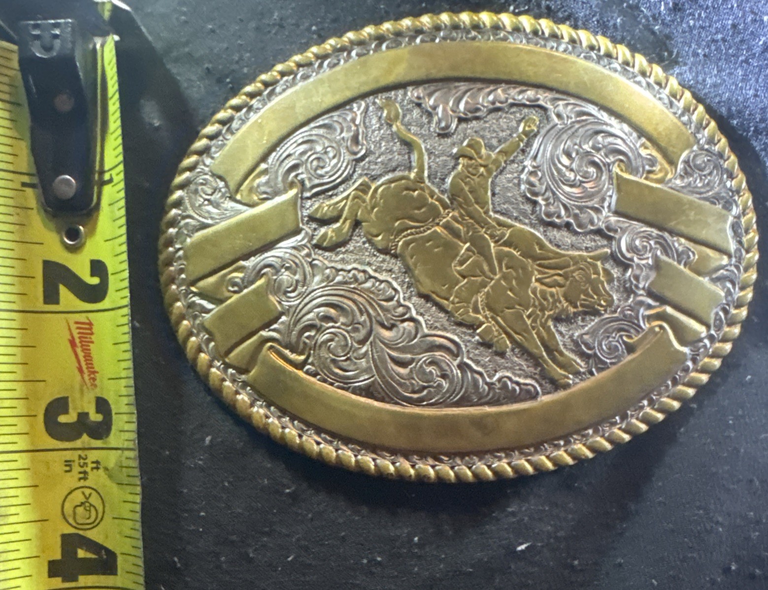Crumrine Vtg Bull Rider Belt Buckle Big Silver Plated Heavy Over Jewelers Bronze