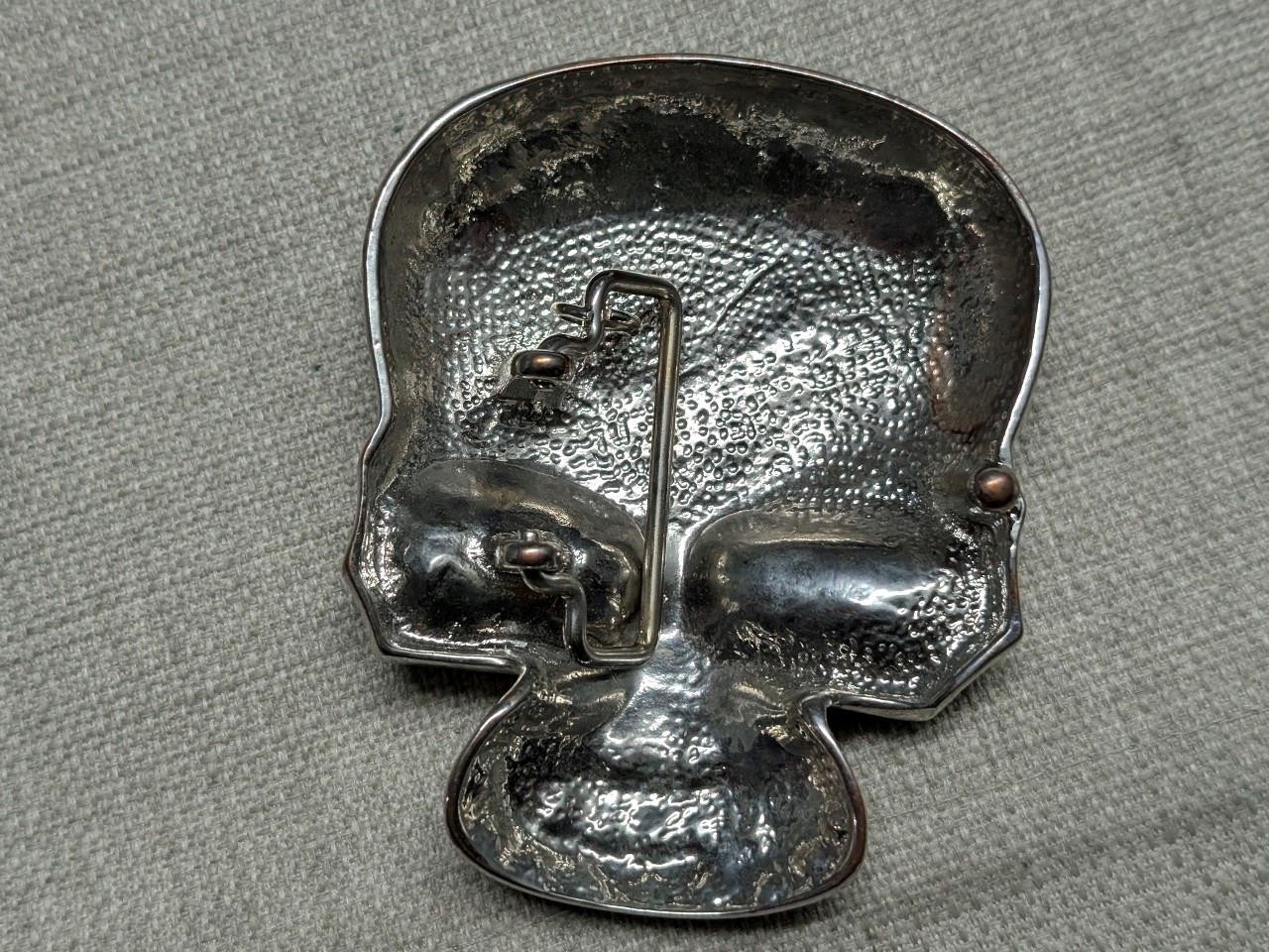 vintage Y2K belt buckle SKULL chrome metal STUDDED skeleton PUNK tripp hot topic