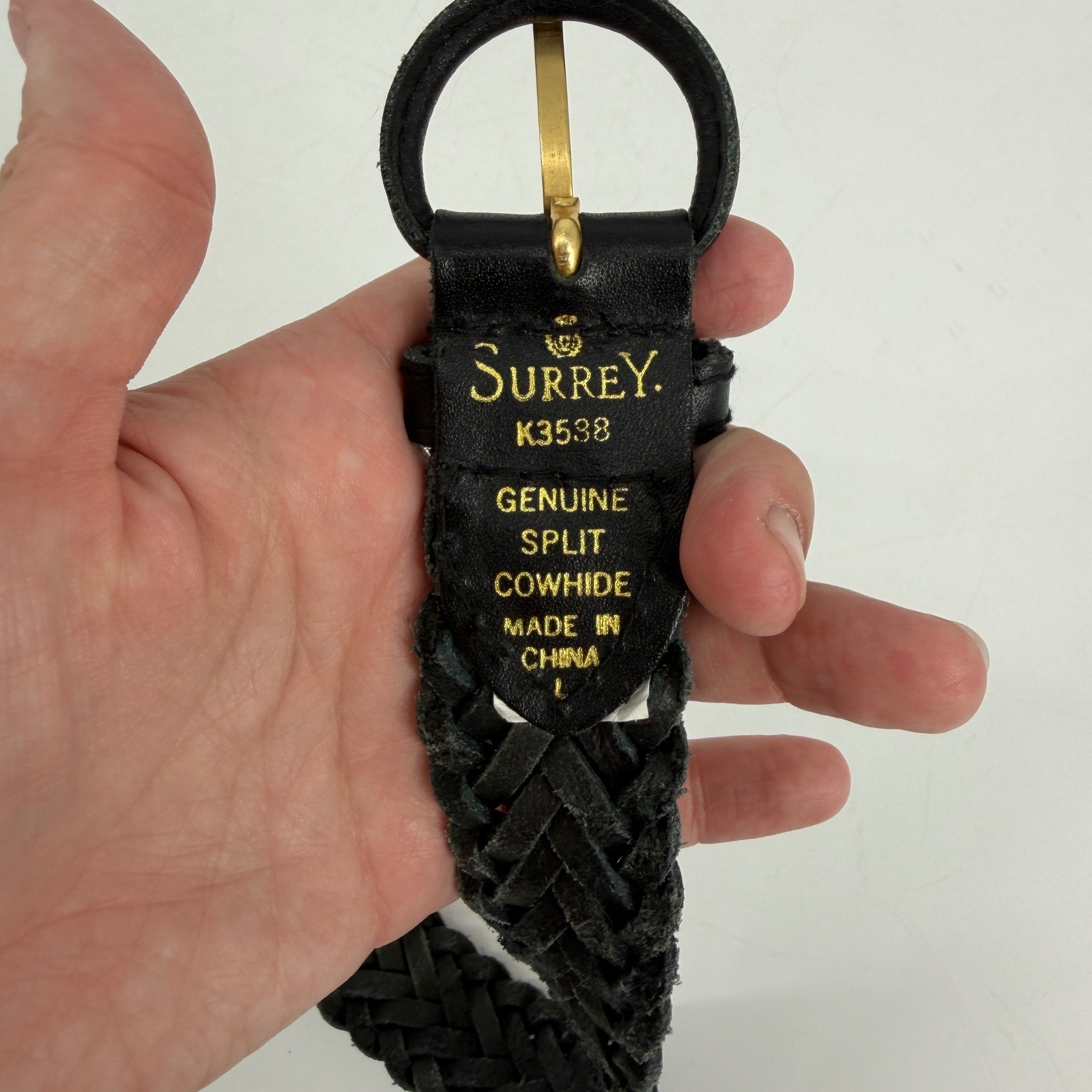 Surrey Braided Leather Belt Black Woven Stretch Casual Mens 42/44