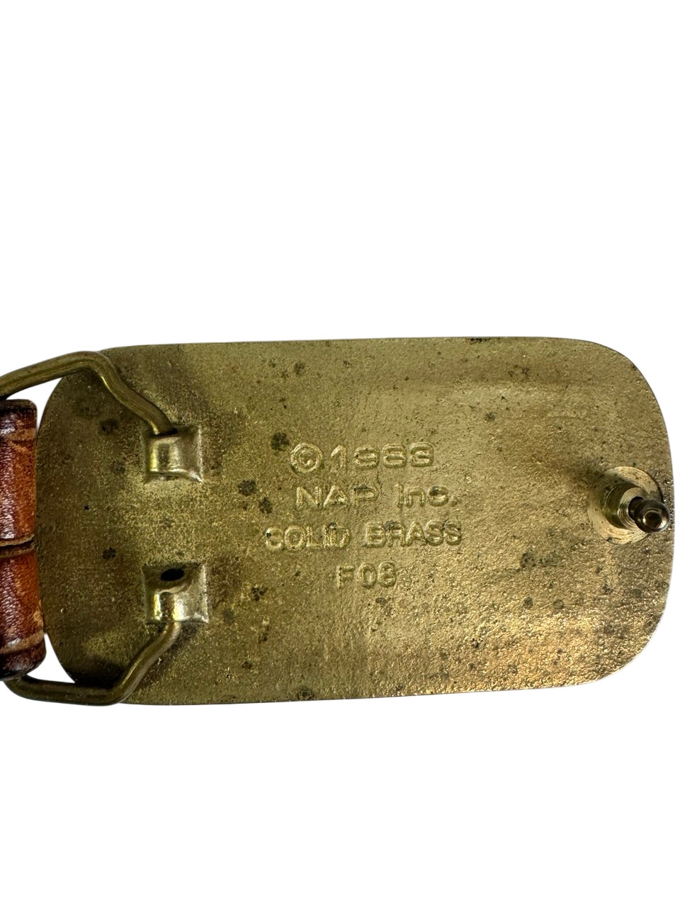VINTAGE GREEN MACHINE LEATHER BELT WITH FORD TRUCK BUCKLE MEN&rsquo;S