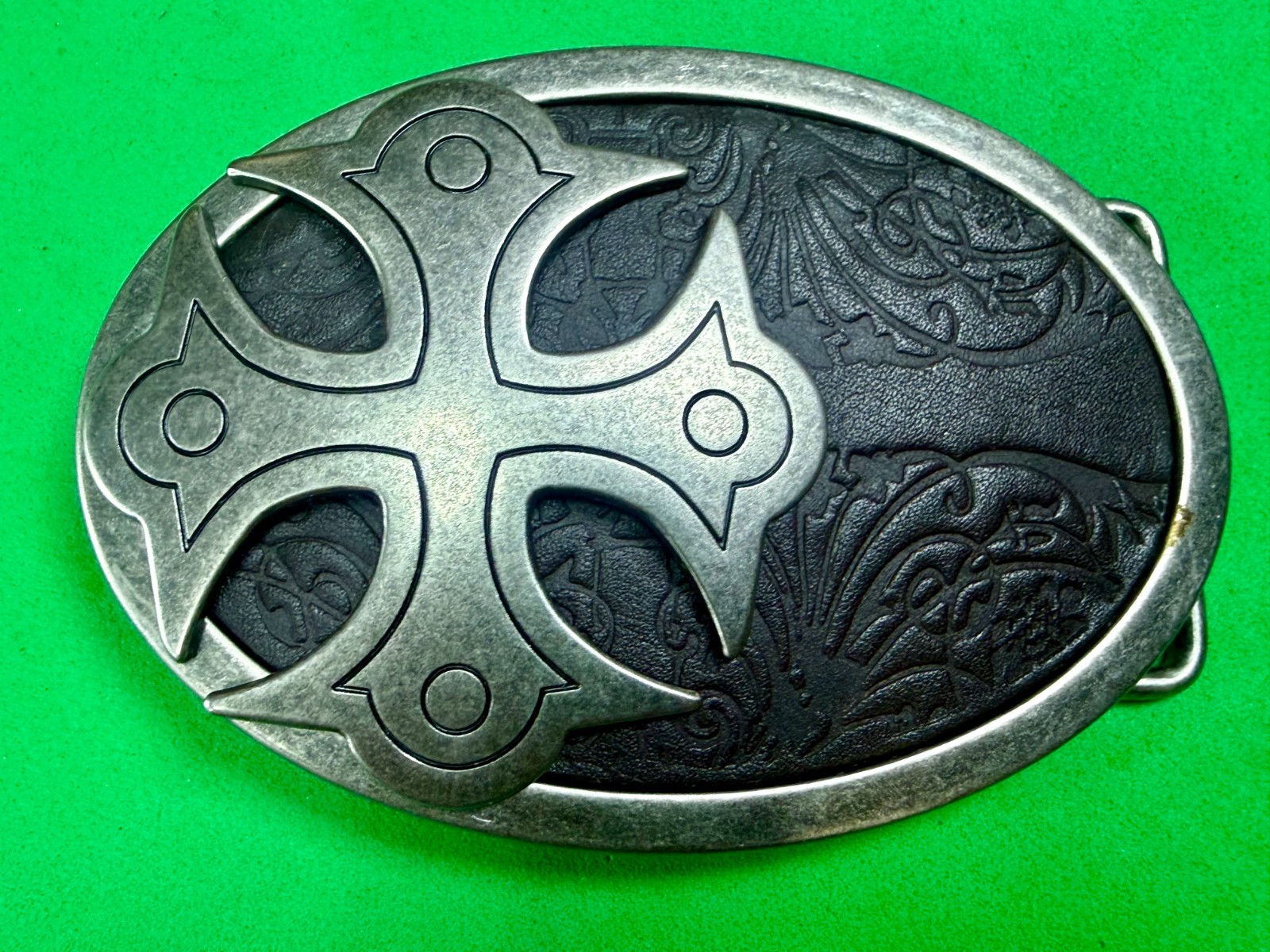 Maltese Celtic Iron Cross Gothic Punk Biker Black & Silver Color Belt Buckle