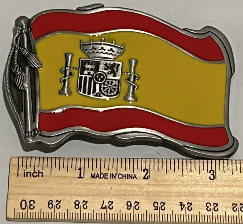 Spain Spanish Country Flag Belt Buckle Multi-Colored Western Cowboy Cowgirl