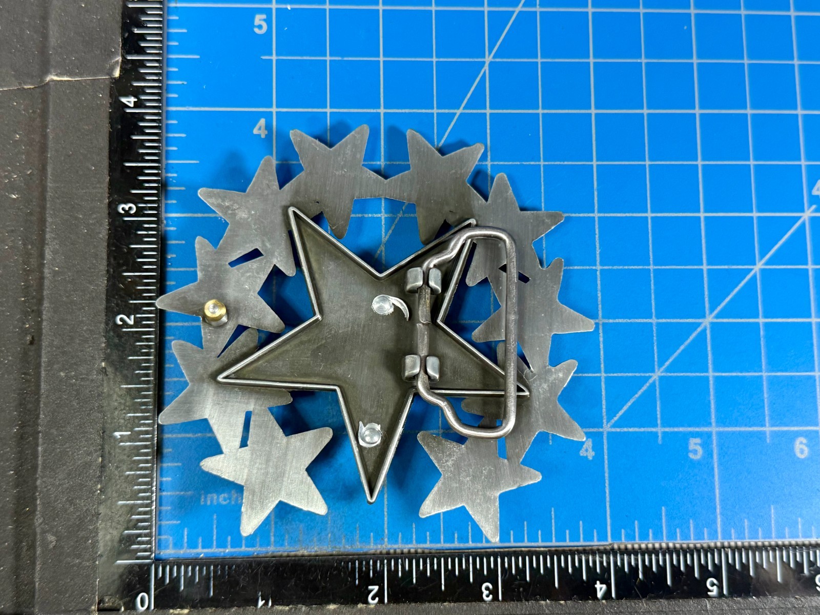 Eleven Five Pointed Star Cutout Silver Color Western Style LARGE Belt Buckle