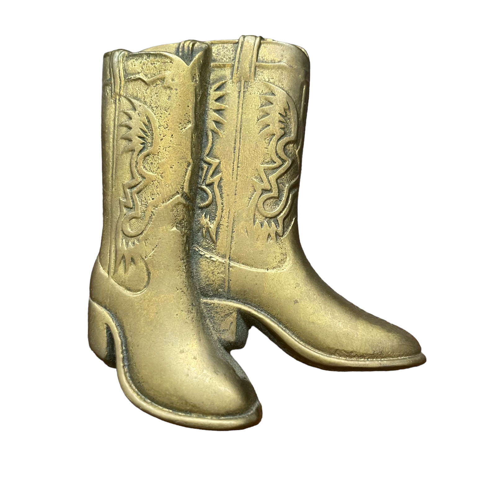 Vintage 1979 Solid Brass Cowboy Boots Belt Buckle by Baron Rockabilly