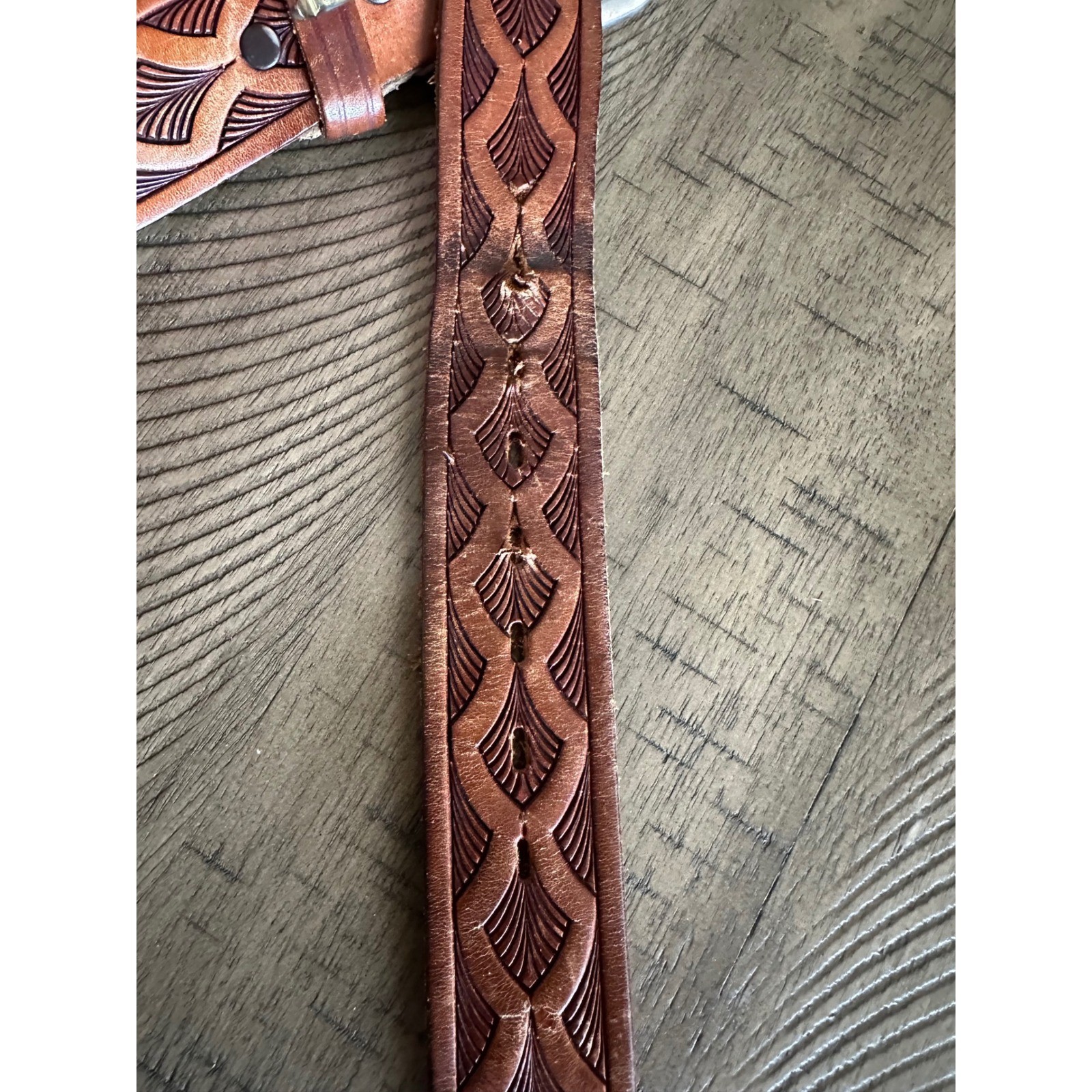 Vintage USA Tooled Leather Belt Size 34/36 | Western Mfg Buckle Boho Workwear