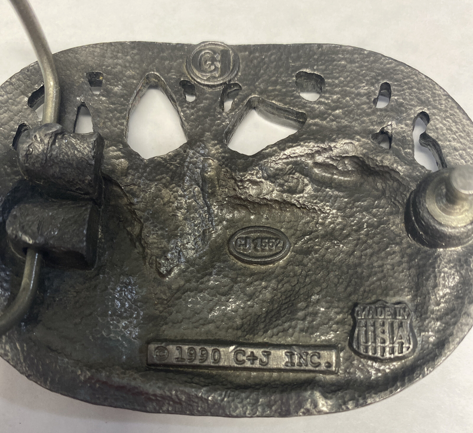Vintage Men’s Belt Buckle 1990 C+J INC. Deer Theme Nice! Made un USA